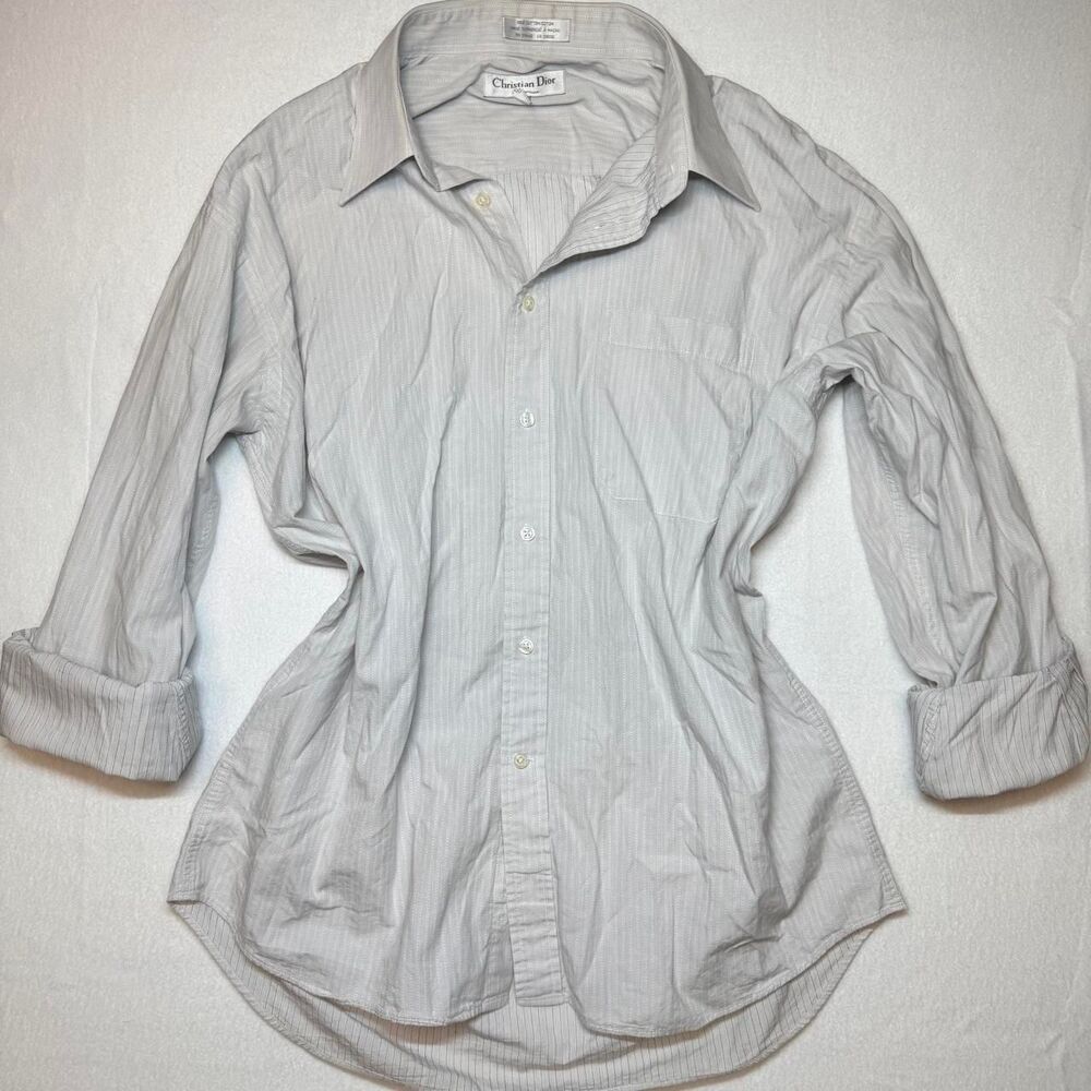 christian dior vintage 90s white stripe dress shirt